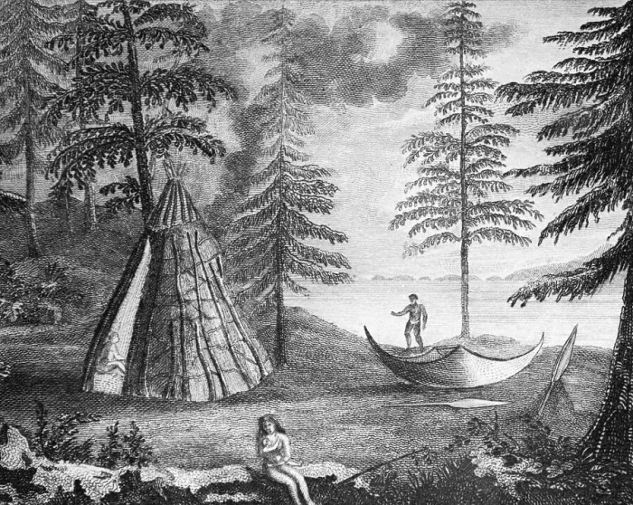 Framed Print : Illustration Showing Camp of Algonquins in New England Framed Print : Illustration Showing Camp of Algonquins in New England