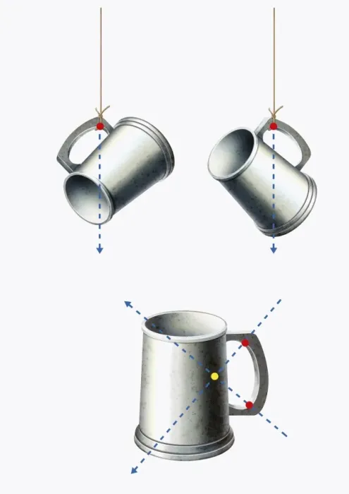 Framed Print : Illustration showing different centres of mass of a tankard Framed Print : Illustration showing different centres of mass of a tankard