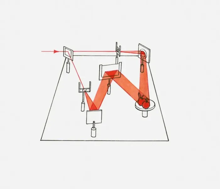 Framed Print : Illustration showing how hologram photography works Framed Print : Illustration showing how hologram photography works