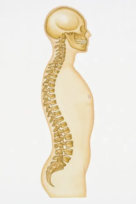 Framed Print : Illustration showing human spine and skull