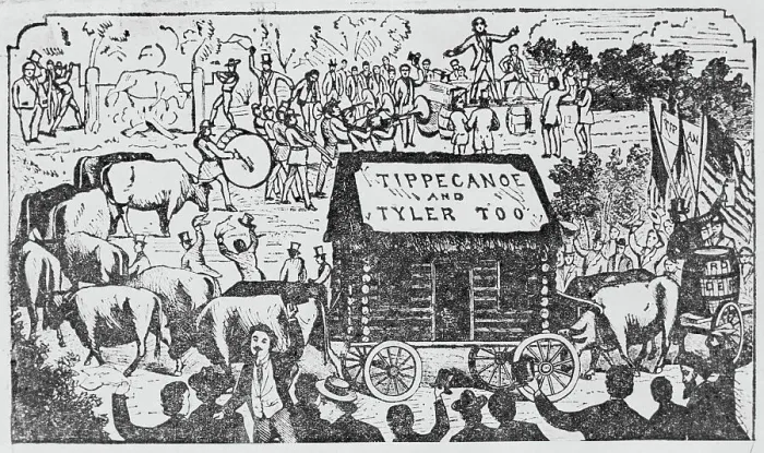 Framed Print : Illustration Showing Various Components of an Early American Political Barbecue Framed Print : Illustration Showing Various Components of an Early American Political Barbecue