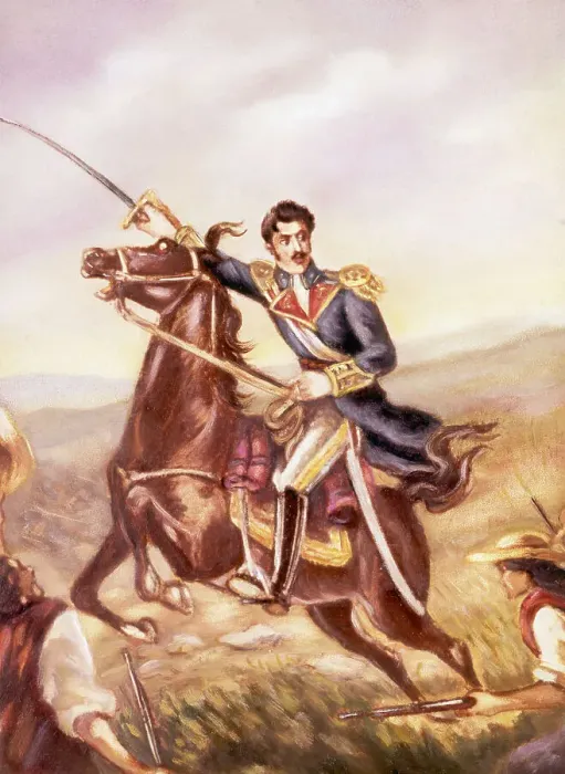 Framed Print : Illustration of Simon Bolivar Leading His Troops