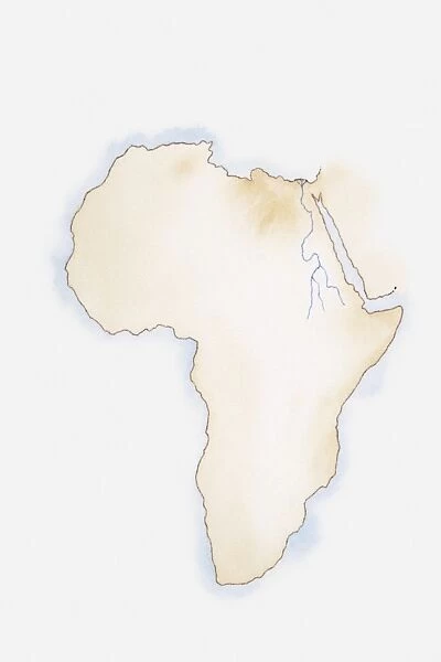 Illustration of simple outline map of Africa