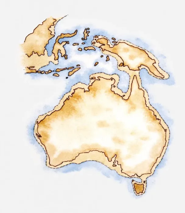 Framed Print : Illustration of simple outline map of Australia Framed Print : Illustration of simple outline map of Australia
