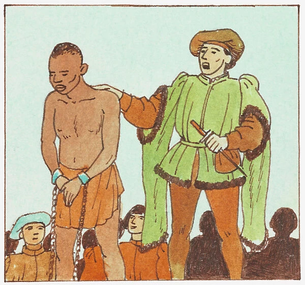 Illustration of slave being sold at auction