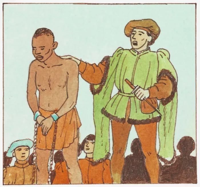 Framed Print : Illustration of slave being sold at auction