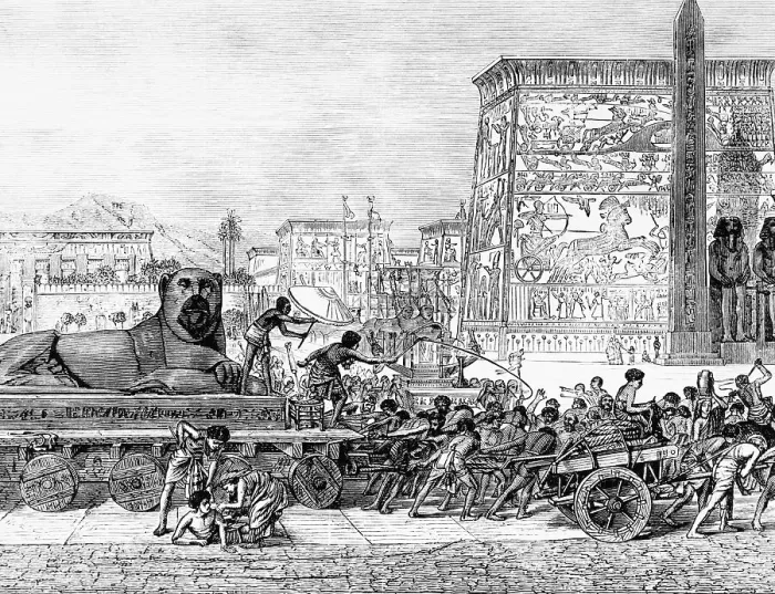 Framed Print : Illustration of Slaves During Pyramid Construction Framed Print : Illustration of Slaves During Pyramid Construction
