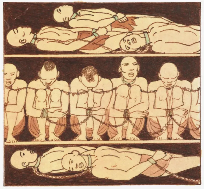 Framed Print : Illustration of slaves on slave ship