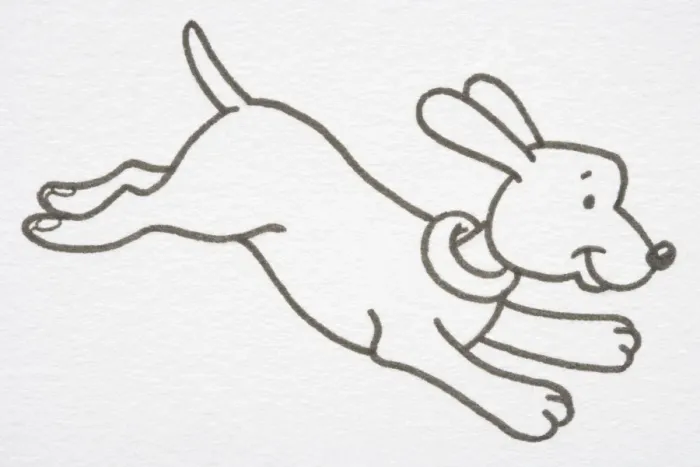 Framed Print : Illustration, smiling Dog leaping forward with outstretched legs, side view Framed Print : Illustration, smiling Dog leaping forward with outstretched legs, side view