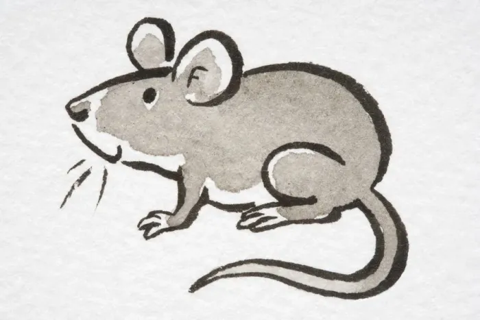 Framed Print : Illustration, smiling House Mouse (Mus musculus), side view Framed Print : Illustration, smiling House Mouse (Mus musculus), side view