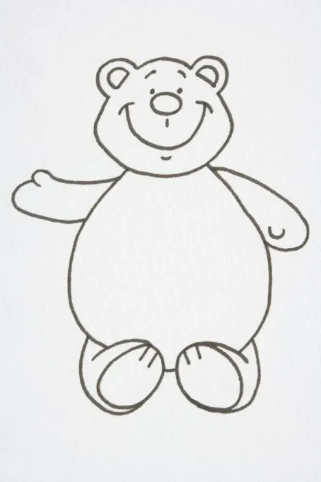 Framed Print : Illustration, smiling teddy bear, sitting and waving right arm, front view Framed Print : Illustration, smiling teddy bear, sitting and waving right arm, front view