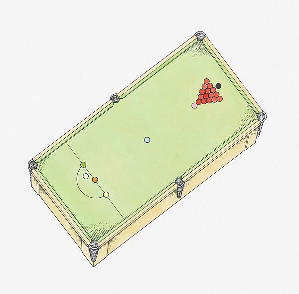 Illustration of snooker table, view from above