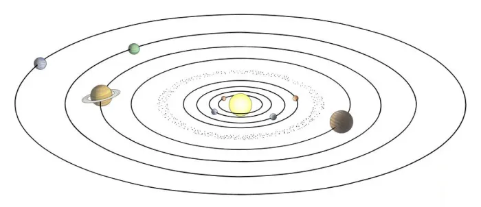 Framed Print : Illustration of solar system showing planets orbiting sun