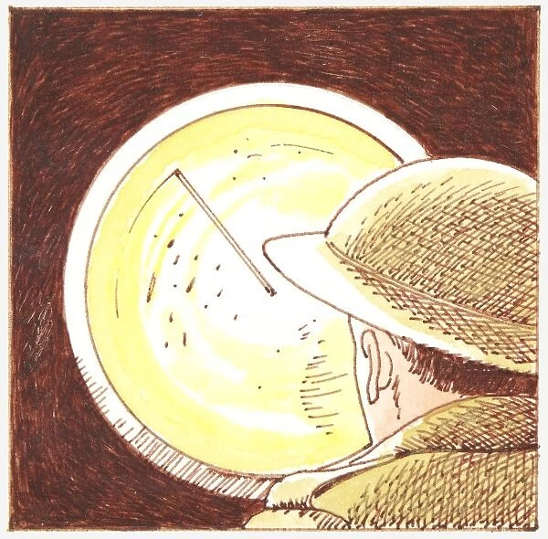 Illustration of soldier looking at radar screen during World War II