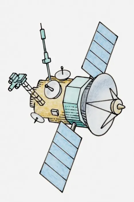 Framed Print : Illustration of space satellite Framed Print : Illustration of space satellite