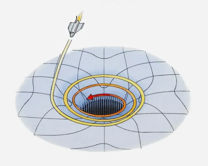 Framed Print : Illustration of spaceship being pulled into black hole through gravity Framed Print : Illustration of spaceship being pulled into black hole through gravity