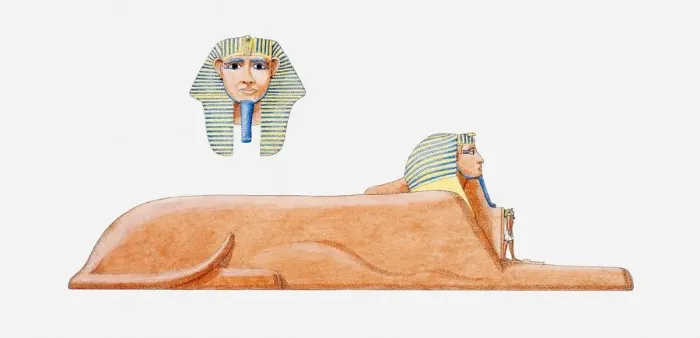 Framed Print : Illustration of Sphinx and Sphinxs head Framed Print : Illustration of Sphinx and Sphinxs head