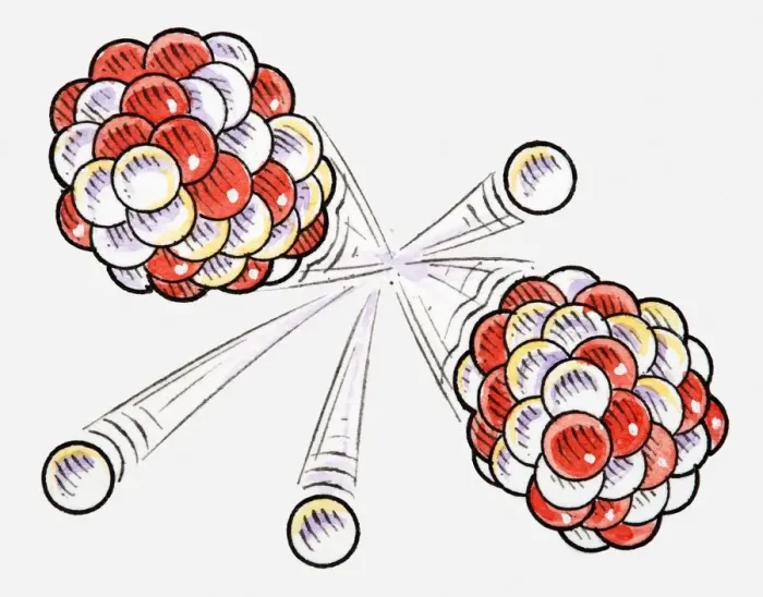 Framed Print : Illustration of split atoms and neutrons Framed Print : Illustration of split atoms and neutrons