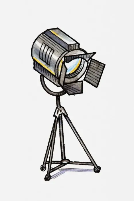 Framed Print : Illustration of spotlight on tripod Framed Print : Illustration of spotlight on tripod