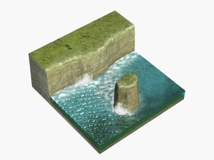 Framed Print : Illustration of stack formation, after collapse of arch Framed Print : Illustration of stack formation, after collapse of arch