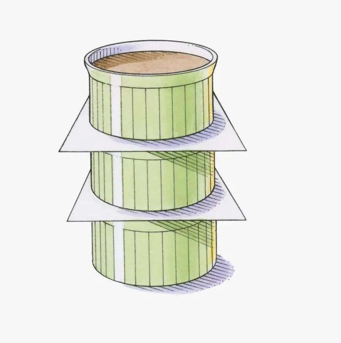 Framed Print : Illustration of stack of ramekins separated by paper Framed Print : Illustration of stack of ramekins separated by paper