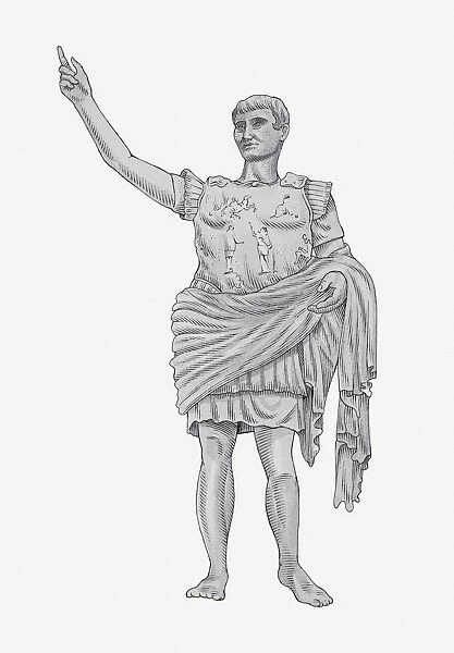 Illustration of statue of Roman Emperor Augustus (Augustus of Prima Porta)