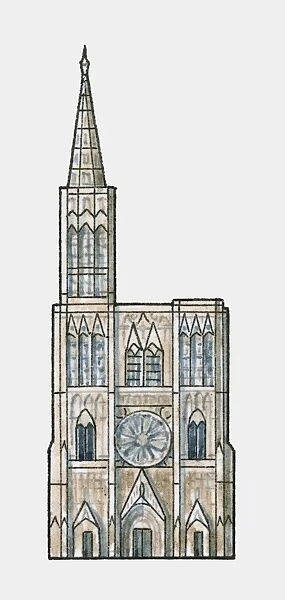 Illustration of Strasbourg Cathedral, France