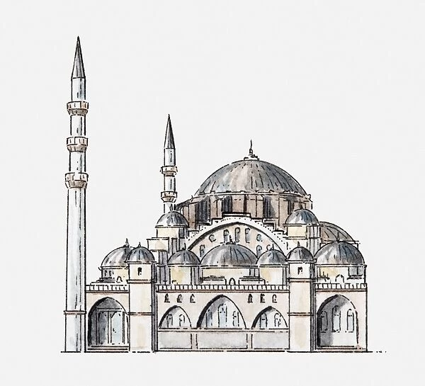 Illustration of Sultan Ahmed Mosque