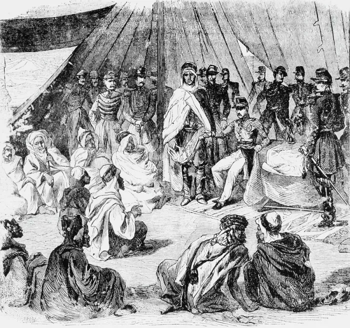 Framed Print : Illustration of Surrender of Berber People to French Framed Print : Illustration of Surrender of Berber People to French