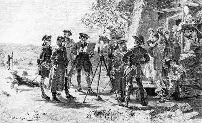 Framed Print : Illustration of Surveyors Planning the City of Baltimore by Frank Blackwell Mayer