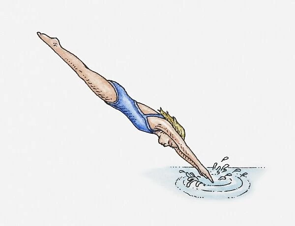 Illustration of swimmer diving in head first