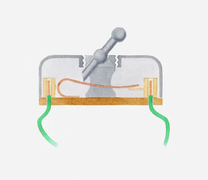 Framed Print : Illustration of a switch showing the inside mechanism Framed Print : Illustration of a switch showing the inside mechanism
