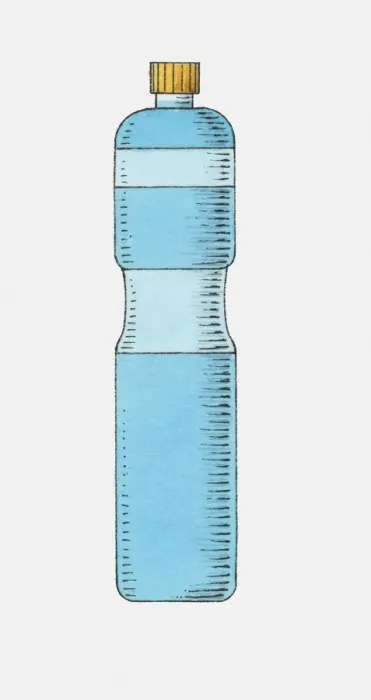 Framed Print : Illustration of tall blue plastic bottle