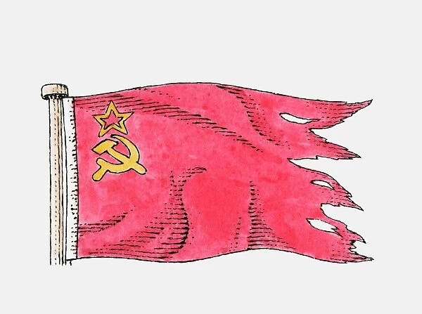 Illustration of tattered former USSR Flag
