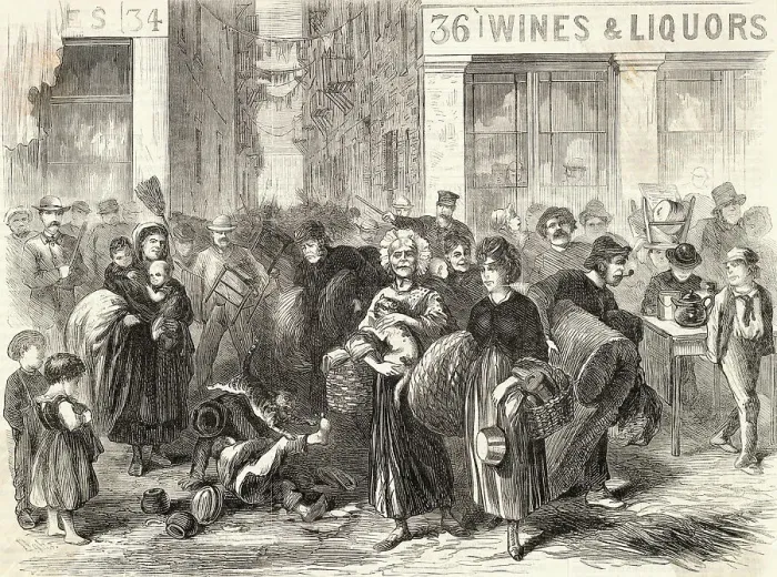 Framed Print : Illustration of Tenants Being Evicted from Sweeney's Hotel Framed Print : Illustration of Tenants Being Evicted from Sweeney's Hotel