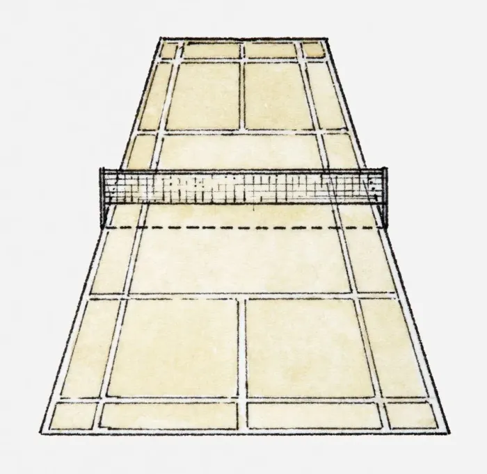 Framed Print : Illustration of tennis court