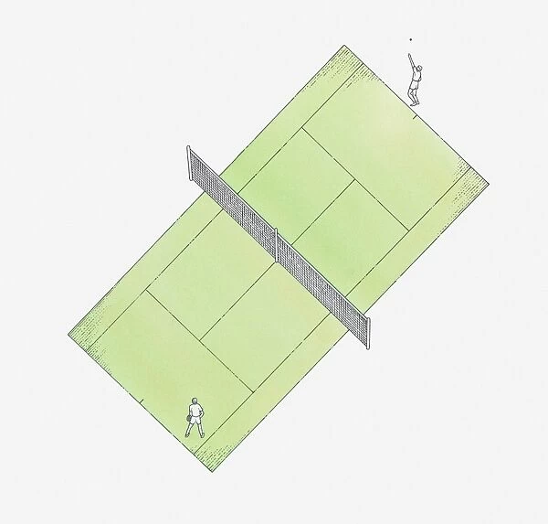 Illustration of a tennis court