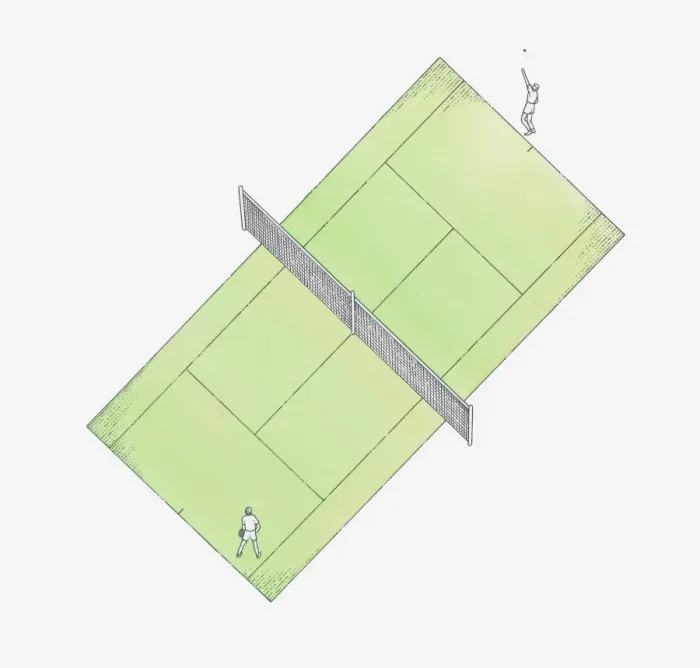 Framed Print : Illustration of a tennis court