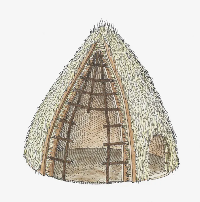 Framed Print : Illustration of thatched Bantu hut, Southern Africa