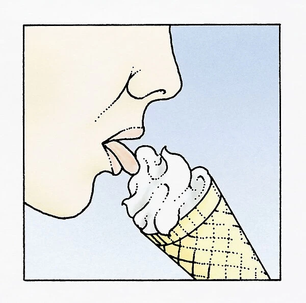 Illustration of tongue licking ice cream cone using Hypoglossal nerves