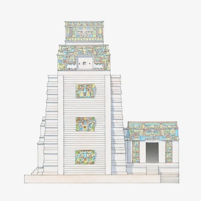 Framed Print : Illustration of tower of main pyramid, Xpuhil, Yucatan, Mexico Framed Print : Illustration of tower of main pyramid, Xpuhil, Yucatan, Mexico