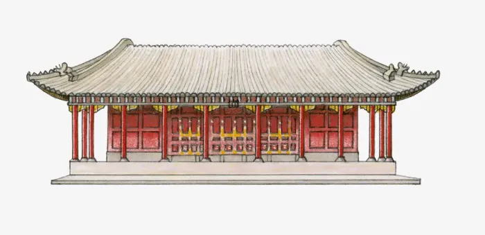 Framed Print : Illustration of traditional Chinese single-eaved hall Framed Print : Illustration of traditional Chinese single-eaved hall
