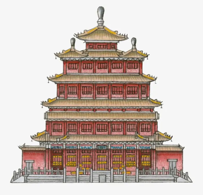 Framed Print : Illustration of traditional Chinese storied pavilion Framed Print : Illustration of traditional Chinese storied pavilion