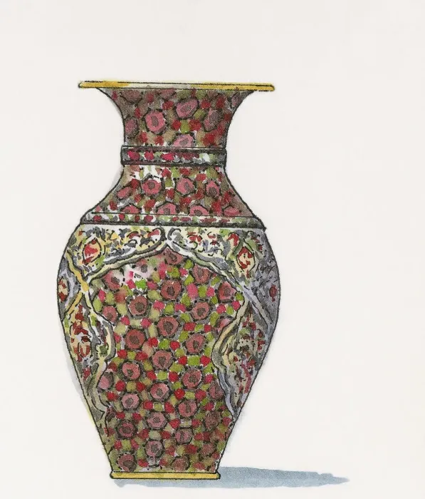 Framed Print : Illustration of traditional Iznik vase Framed Print : Illustration of traditional Iznik vase