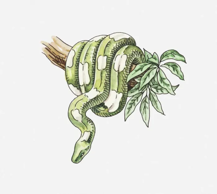 Framed Print : Illustration of a Tree boa (Corallus sp. ) coiled around tree branch Framed Print : Illustration of a Tree boa (Corallus sp. ) coiled around tree branch