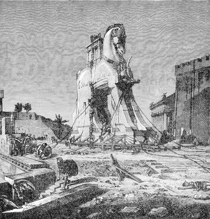 Framed Print : Illustration of the Trojan Horse from Homer's Iliad Framed Print : Illustration of the Trojan Horse from Homer's Iliad