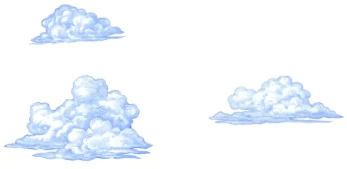 Framed Print : Illustration of three types of cumulus clouds Framed Print : Illustration of three types of cumulus clouds