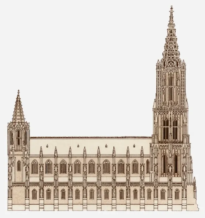 Framed Print : Illustration of Ulm Minster in Germany, which has the tallest spire in the world Framed Print : Illustration of Ulm Minster in Germany, which has the tallest spire in the world