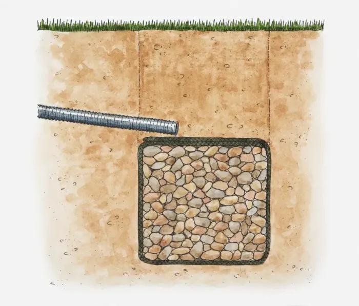Framed Print : Illustration of underground drainage pipe with gravel Framed Print : Illustration of underground drainage pipe with gravel