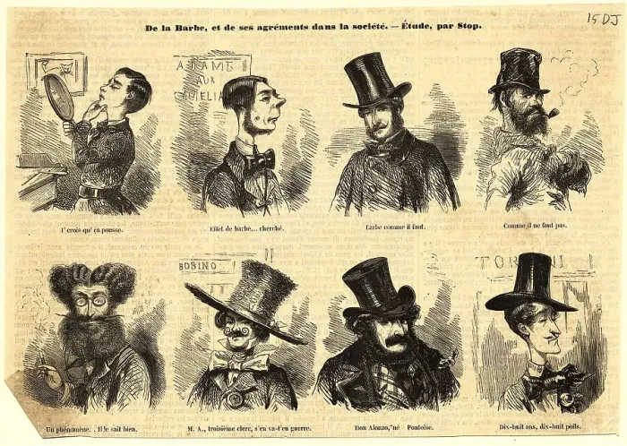 Framed Print : Illustration of Various Facial Hair Styles Framed Print : Illustration of Various Facial Hair Styles